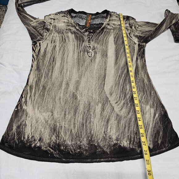Aratta Silent Journey Women Size M Boho Popover Top Tunic Embroidery Acid Washed - Picture 7 of 14